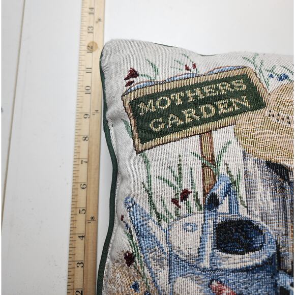 Mother's Garden Throw Tapestry Pillow cottage core country prairie 17x12 - Picture 3 of 4